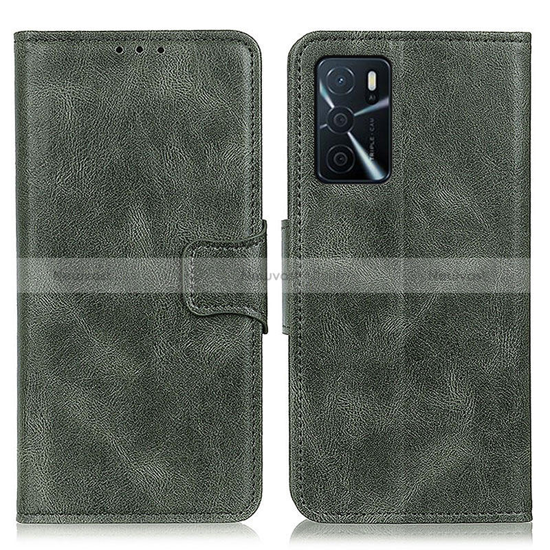 Leather Case Stands Flip Cover Holder M09L for Oppo A16 Green