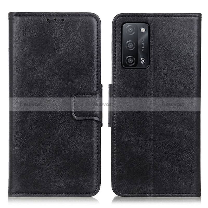 Leather Case Stands Flip Cover Holder M09L for Oppo A53s 5G Black