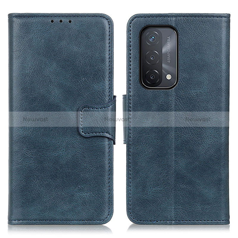 Leather Case Stands Flip Cover Holder M09L for Oppo A54 5G Blue