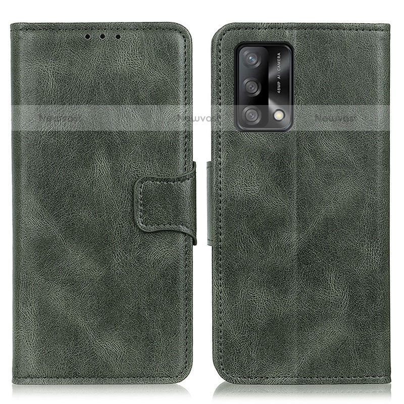 Leather Case Stands Flip Cover Holder M09L for Oppo A74 4G Green