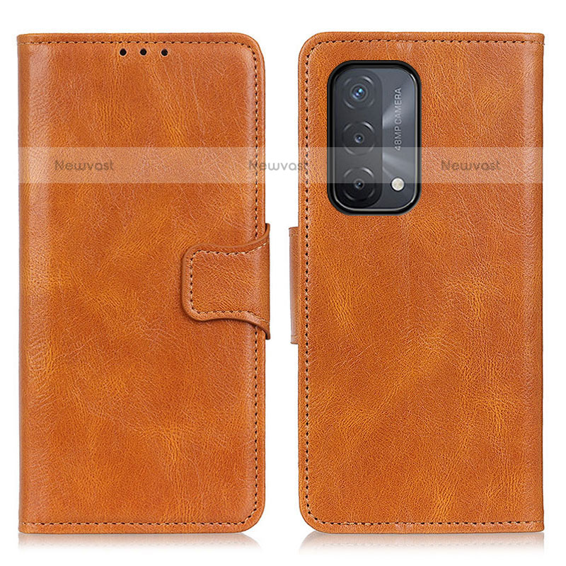 Leather Case Stands Flip Cover Holder M09L for Oppo A93 5G Brown