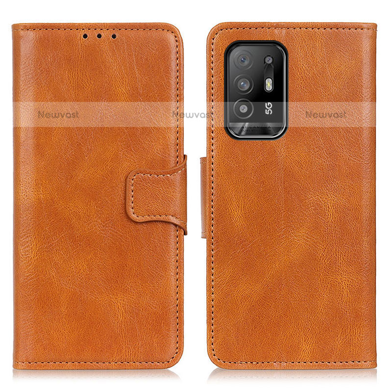 Leather Case Stands Flip Cover Holder M09L for Oppo A94 5G Brown