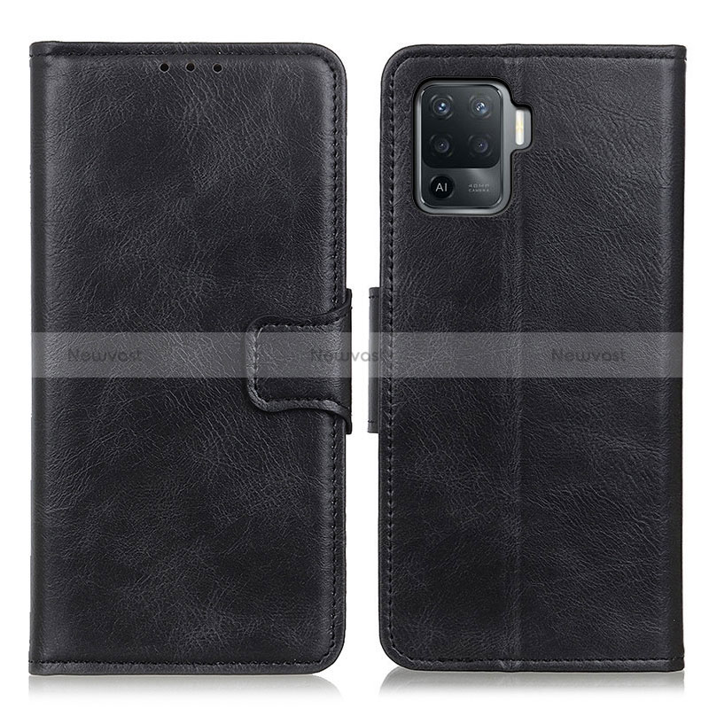 Leather Case Stands Flip Cover Holder M09L for Oppo Reno5 F Black