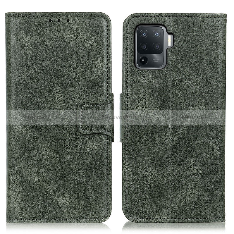 Leather Case Stands Flip Cover Holder M09L for Oppo Reno5 F Green