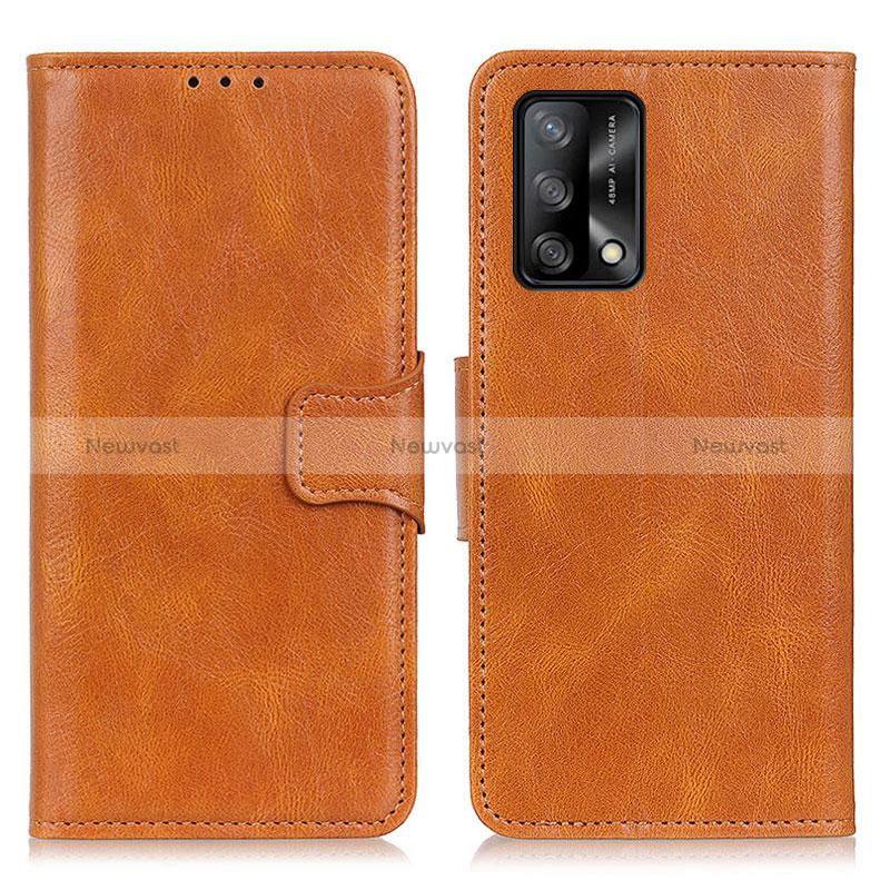 Leather Case Stands Flip Cover Holder M09L for Oppo Reno6 Lite Brown