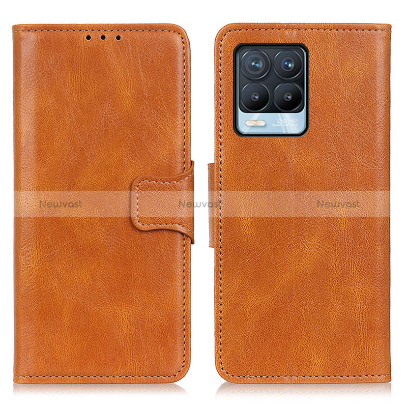 Leather Case Stands Flip Cover Holder M09L for Realme 8 Pro Brown