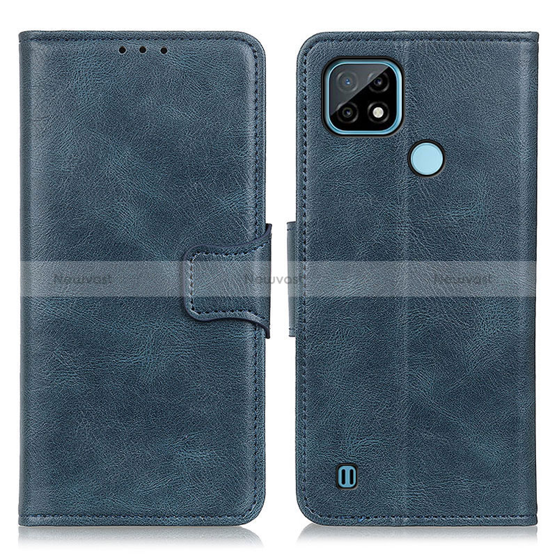 Leather Case Stands Flip Cover Holder M09L for Realme C21 Blue