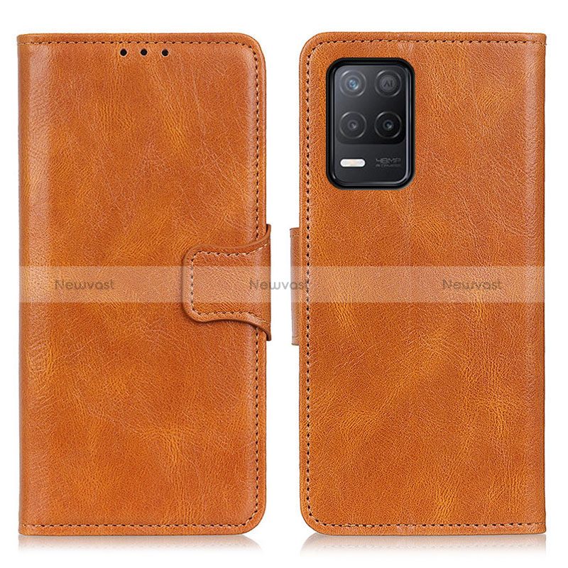 Leather Case Stands Flip Cover Holder M09L for Realme V13 5G Brown