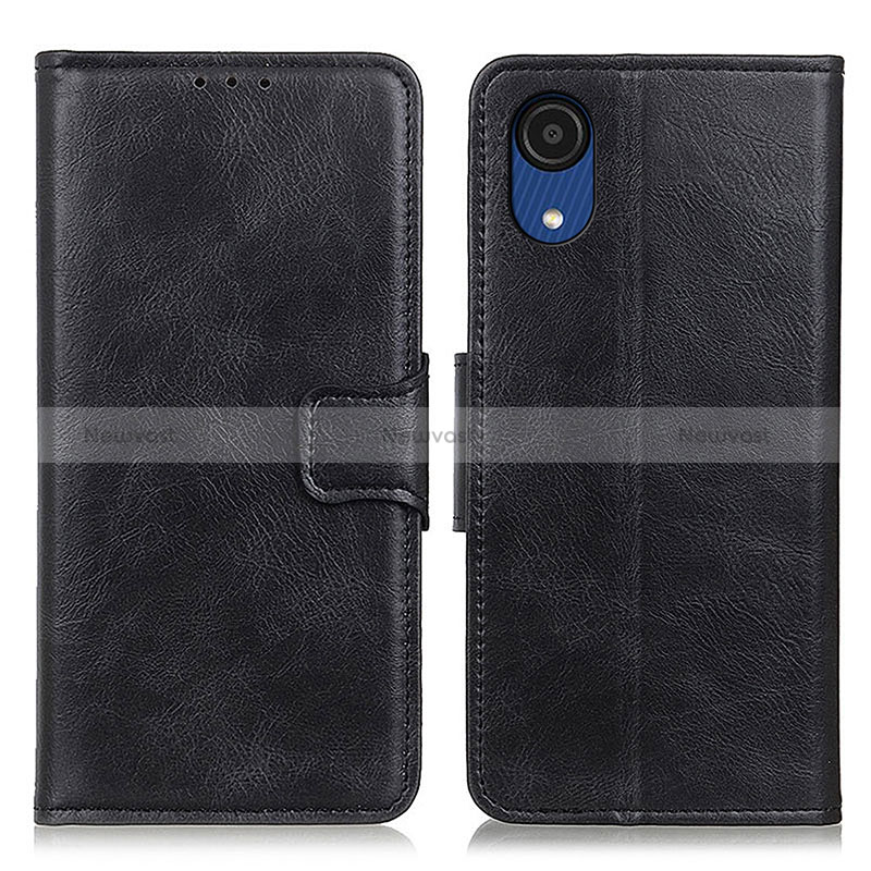 Leather Case Stands Flip Cover Holder M09L for Samsung Galaxy A03 Core Black