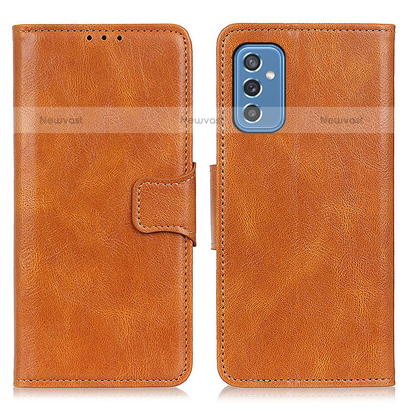 Leather Case Stands Flip Cover Holder M09L for Samsung Galaxy M52 5G Brown