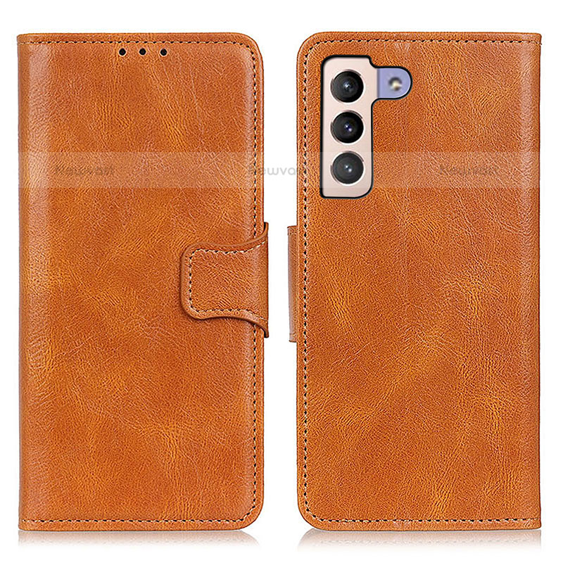 Leather Case Stands Flip Cover Holder M09L for Samsung Galaxy S21 Plus 5G Brown