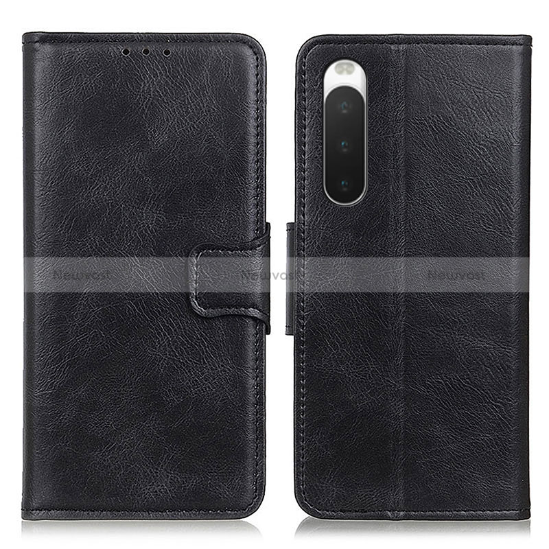 Leather Case Stands Flip Cover Holder M09L for Sony Xperia 10 IV Black