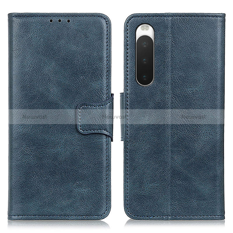 Leather Case Stands Flip Cover Holder M09L for Sony Xperia 10 IV Blue