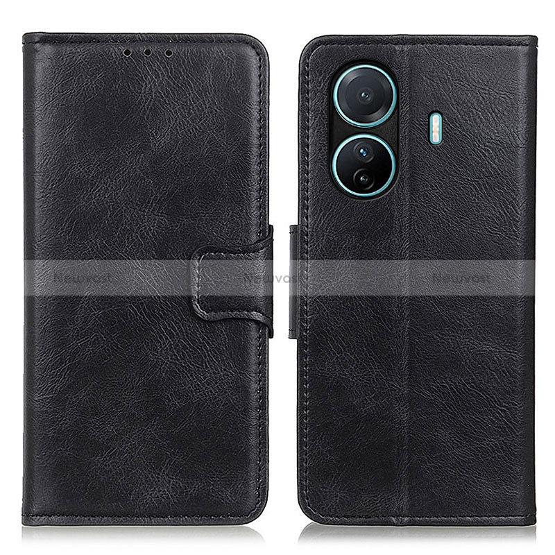 Leather Case Stands Flip Cover Holder M09L for Vivo iQOO Z6 Pro 5G Black