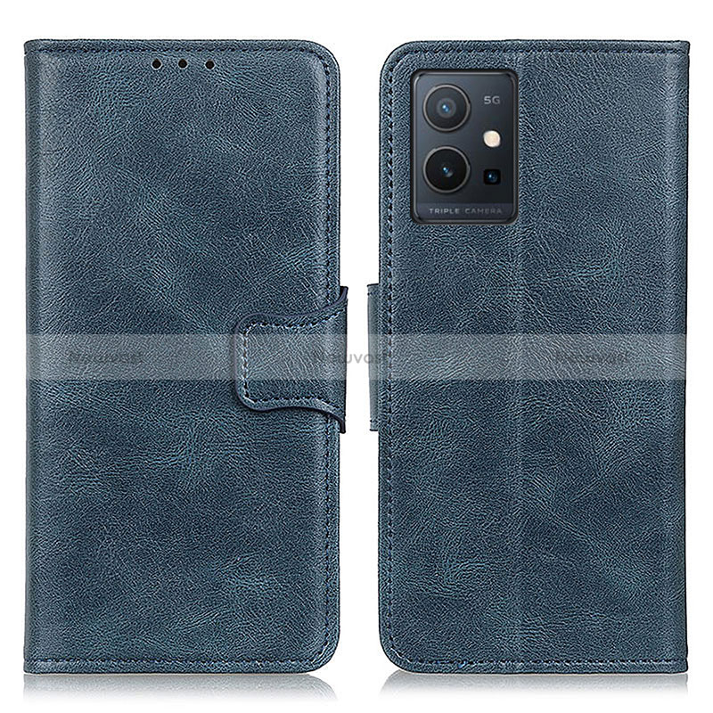 Leather Case Stands Flip Cover Holder M09L for Vivo Y55s 5G Blue