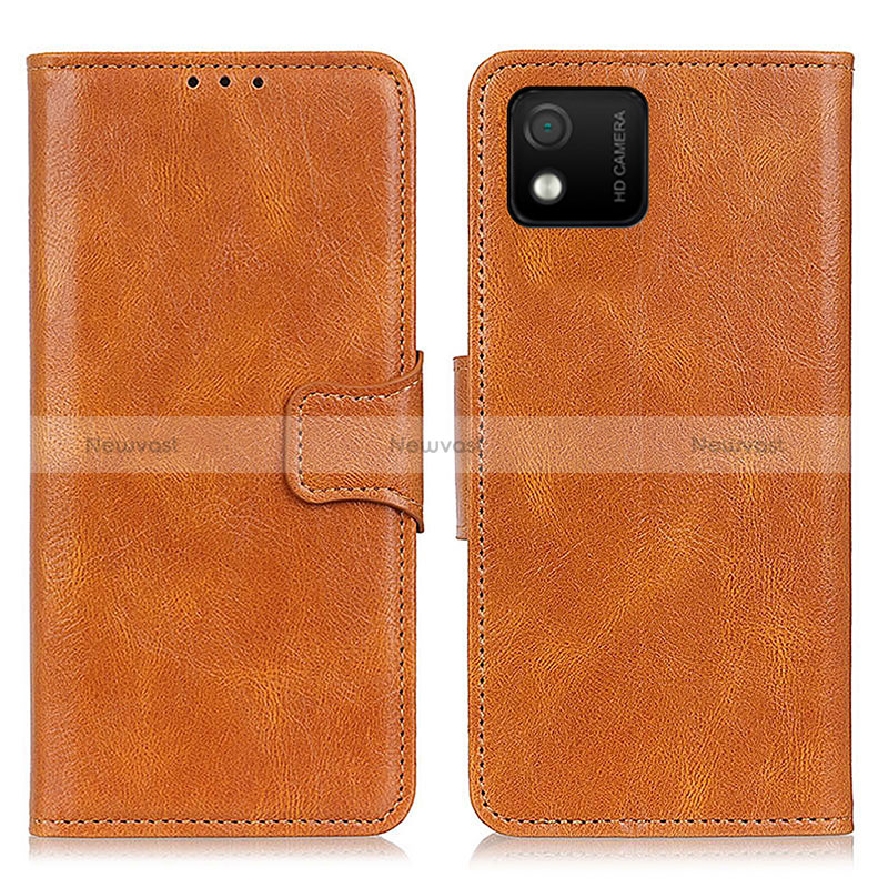 Leather Case Stands Flip Cover Holder M09L for Wiko Y52 Brown