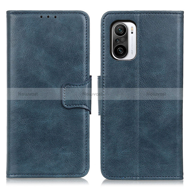 Leather Case Stands Flip Cover Holder M09L for Xiaomi Poco F3 5G Blue