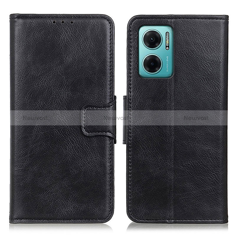 Leather Case Stands Flip Cover Holder M09L for Xiaomi Redmi 10 5G Black