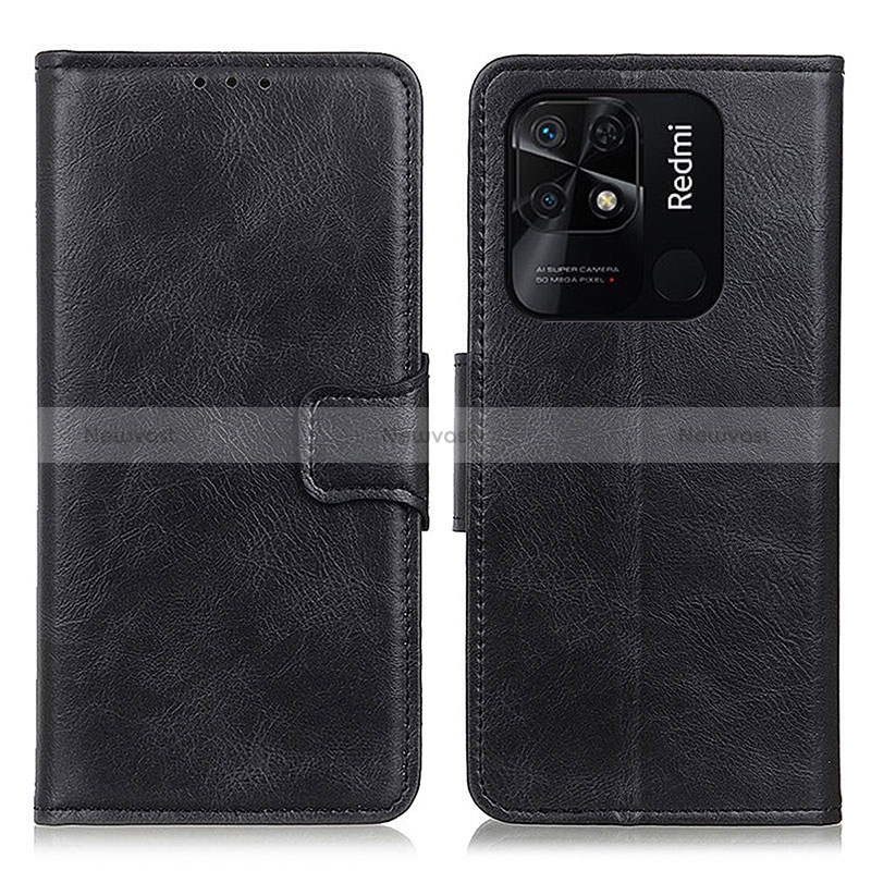 Leather Case Stands Flip Cover Holder M09L for Xiaomi Redmi 10 India Black