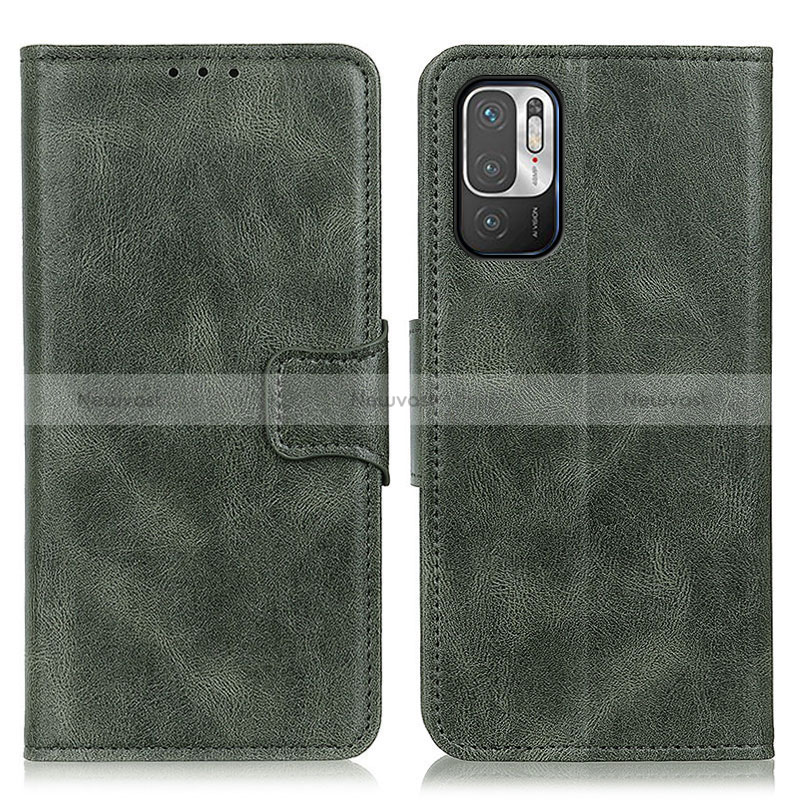Leather Case Stands Flip Cover Holder M09L for Xiaomi Redmi Note 10 5G Green