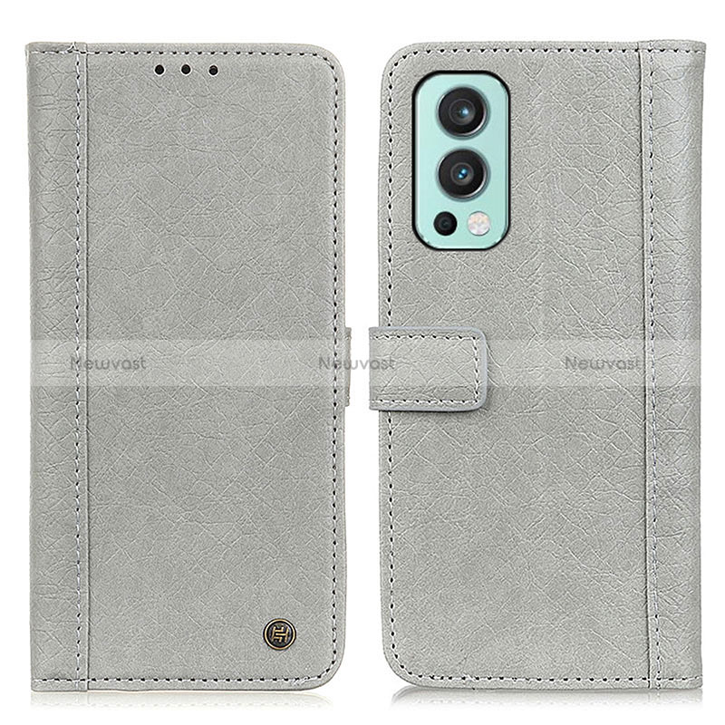 Leather Case Stands Flip Cover Holder M10L for OnePlus Nord 2 5G Gray