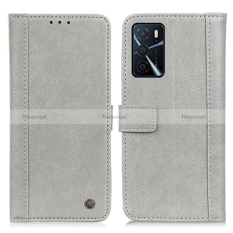 Leather Case Stands Flip Cover Holder M10L for Oppo A16 Gray