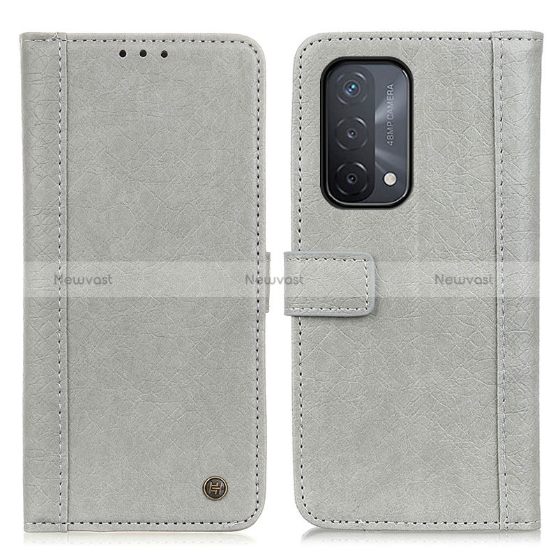 Leather Case Stands Flip Cover Holder M10L for Oppo A54 5G Gray