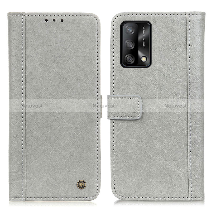 Leather Case Stands Flip Cover Holder M10L for Oppo F19 Gray
