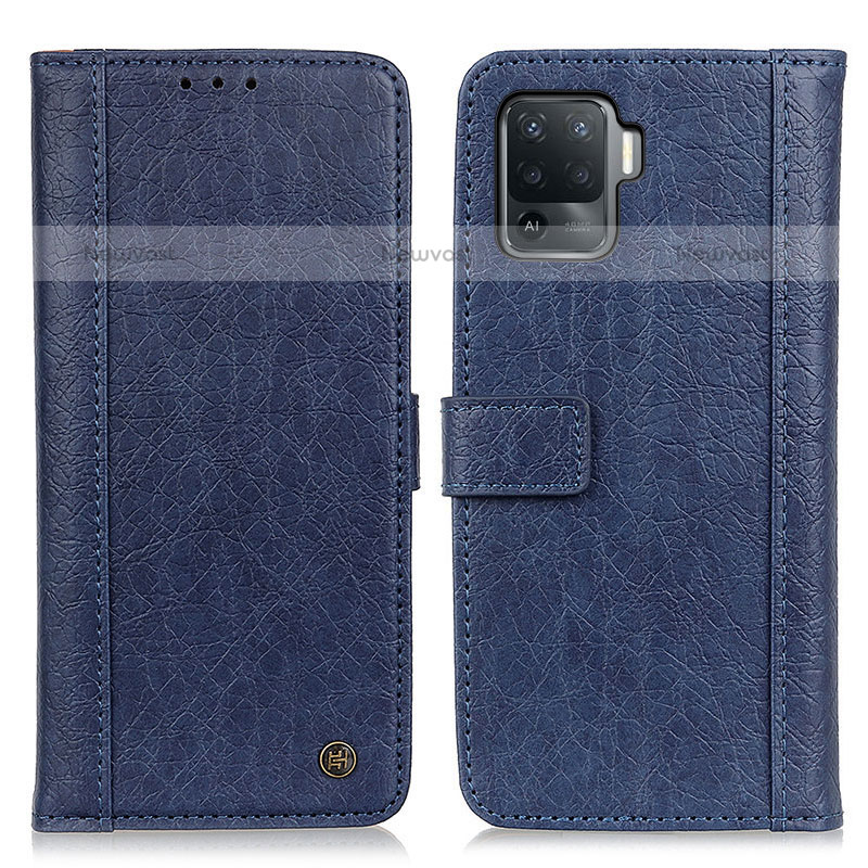 Leather Case Stands Flip Cover Holder M10L for Oppo F19 Pro Blue