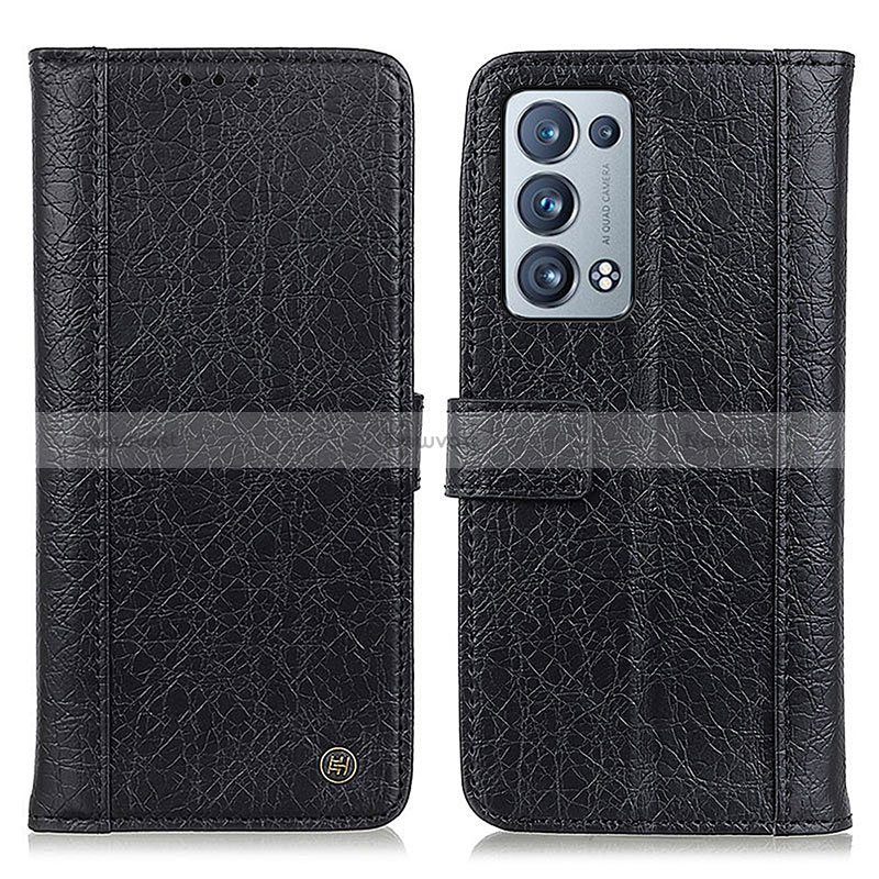 Leather Case Stands Flip Cover Holder M10L for Oppo Reno6 Pro 5G Black