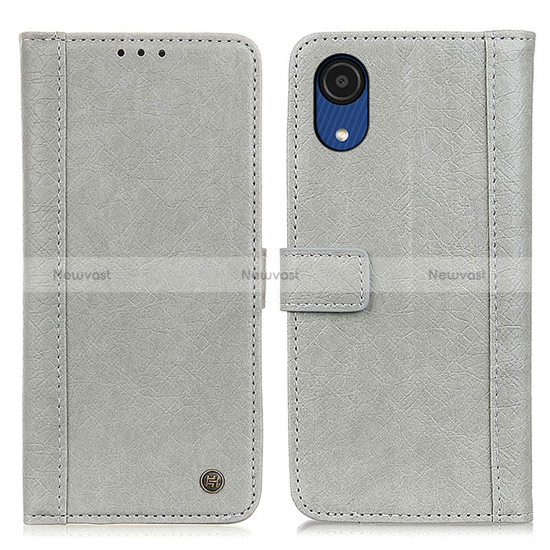 Leather Case Stands Flip Cover Holder M10L for Samsung Galaxy A03 Core Gray