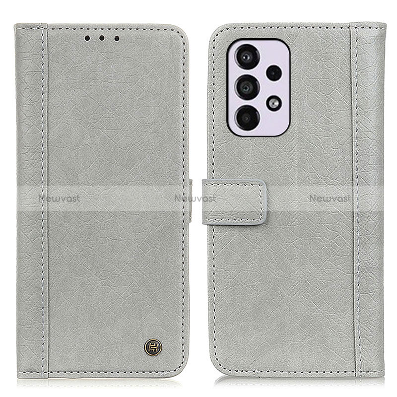 Leather Case Stands Flip Cover Holder M10L for Samsung Galaxy A33 5G Gray