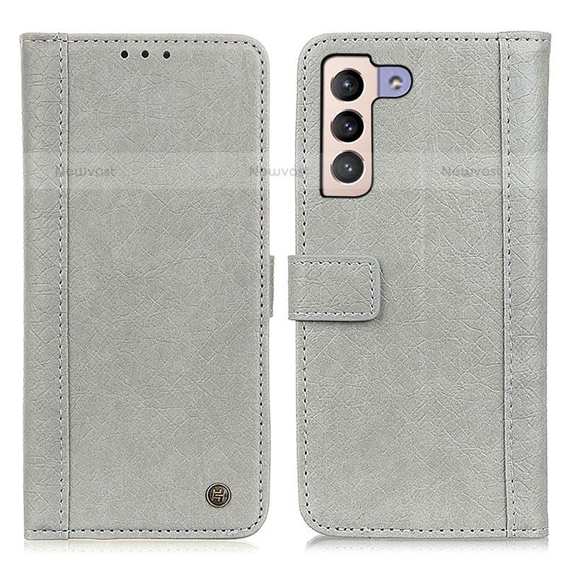 Leather Case Stands Flip Cover Holder M10L for Samsung Galaxy S22 5G Gray