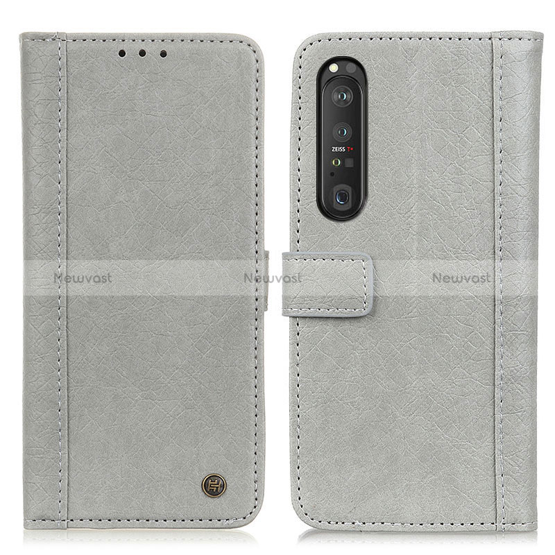 Leather Case Stands Flip Cover Holder M10L for Sony Xperia 1 III Gray