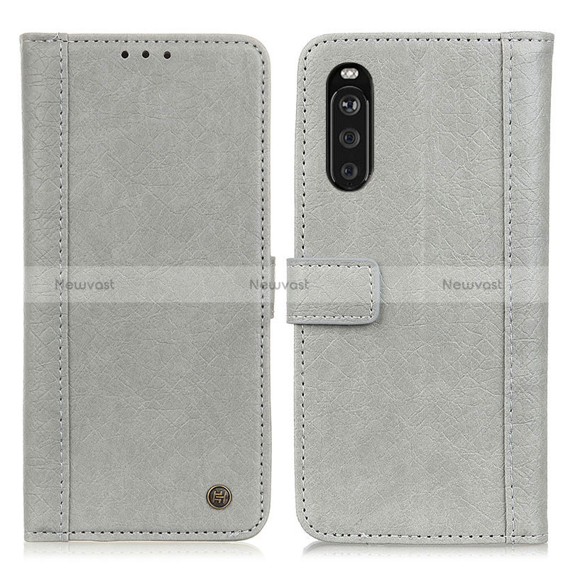 Leather Case Stands Flip Cover Holder M10L for Sony Xperia 10 III SO-52B Gray