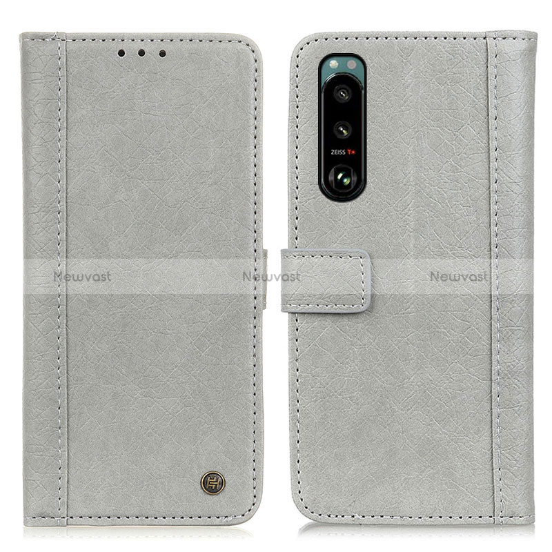 Leather Case Stands Flip Cover Holder M10L for Sony Xperia 5 III Gray