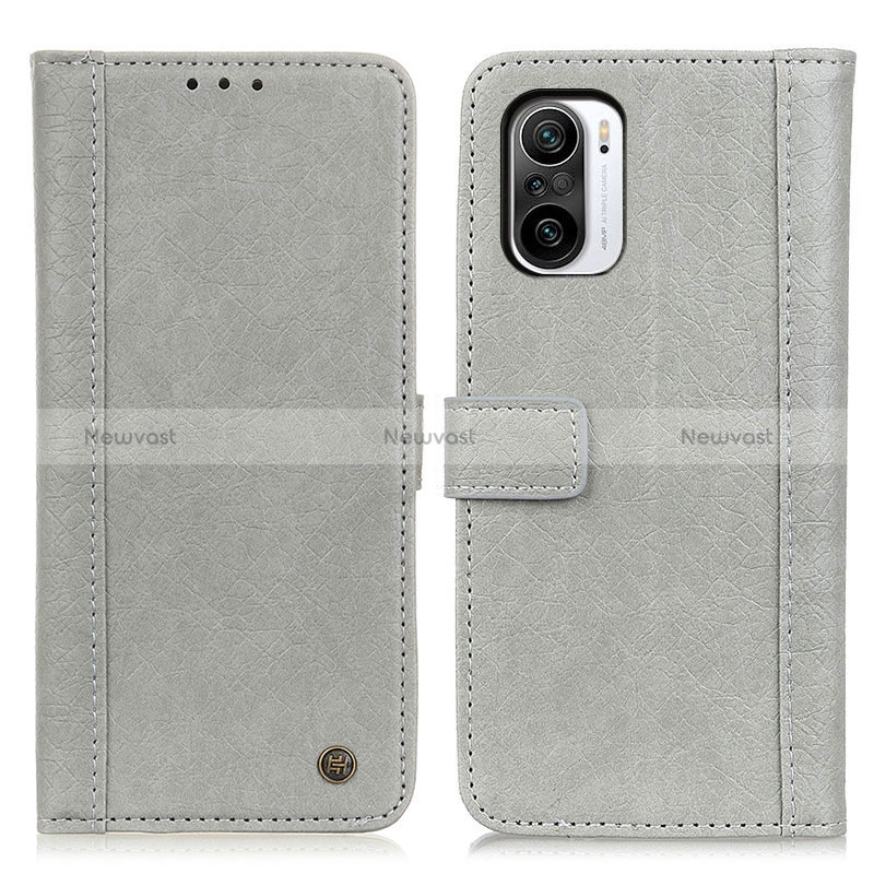 Leather Case Stands Flip Cover Holder M10L for Xiaomi Redmi K40 Pro 5G Gray