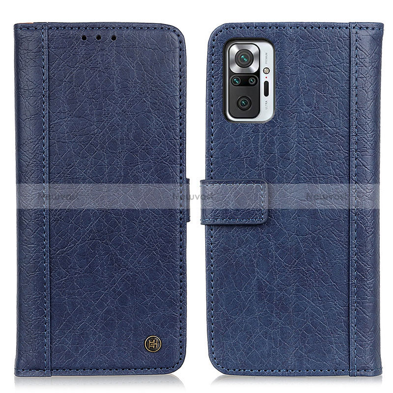 Leather Case Stands Flip Cover Holder M10L for Xiaomi Redmi Note 10 Pro 4G Blue