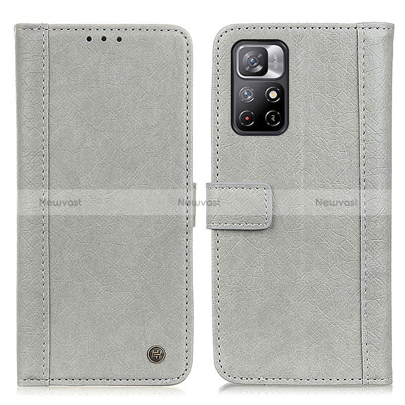 Leather Case Stands Flip Cover Holder M10L for Xiaomi Redmi Note 11T 5G Gray