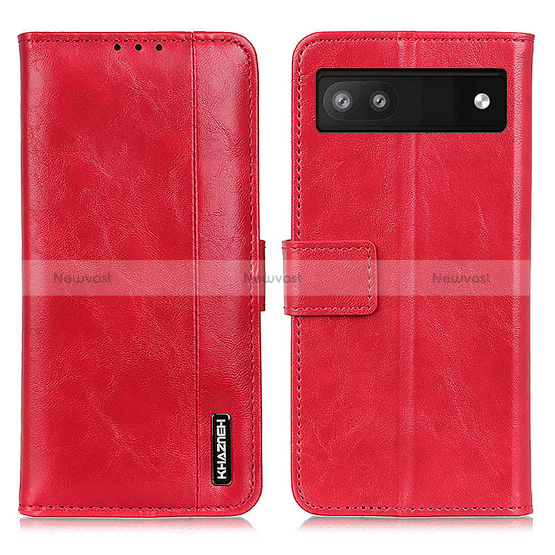 Leather Case Stands Flip Cover Holder M11L for Google Pixel 6a 5G Red