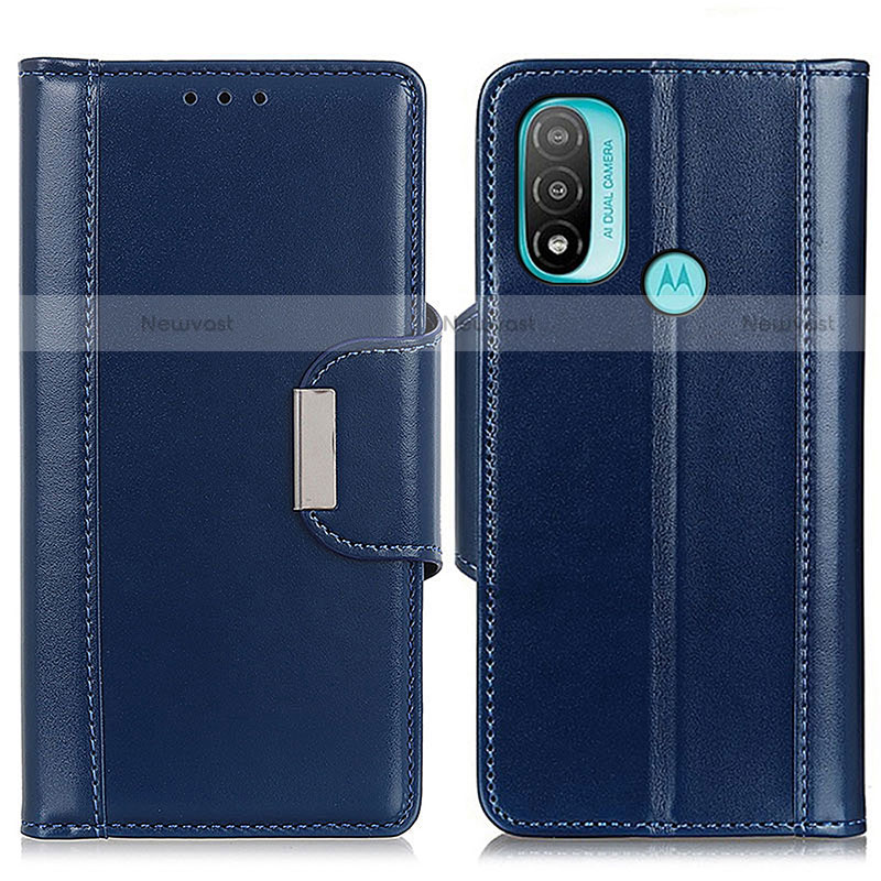Leather Case Stands Flip Cover Holder M11L for Motorola Moto E30 Blue
