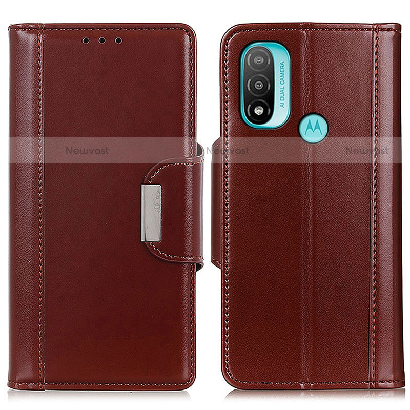 Leather Case Stands Flip Cover Holder M11L for Motorola Moto E30 Brown