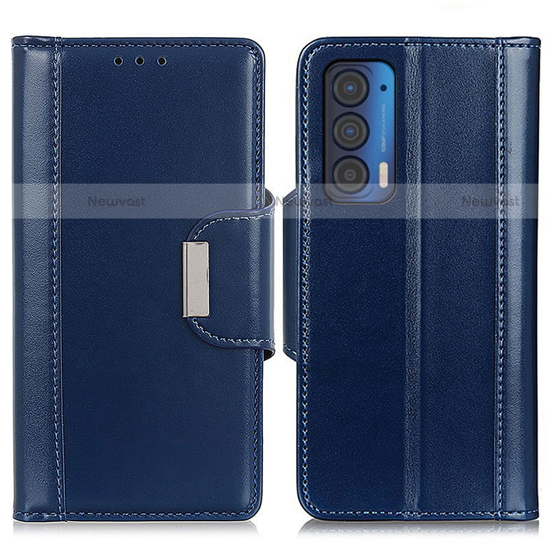 Leather Case Stands Flip Cover Holder M11L for Motorola Moto Edge (2021) 5G Blue