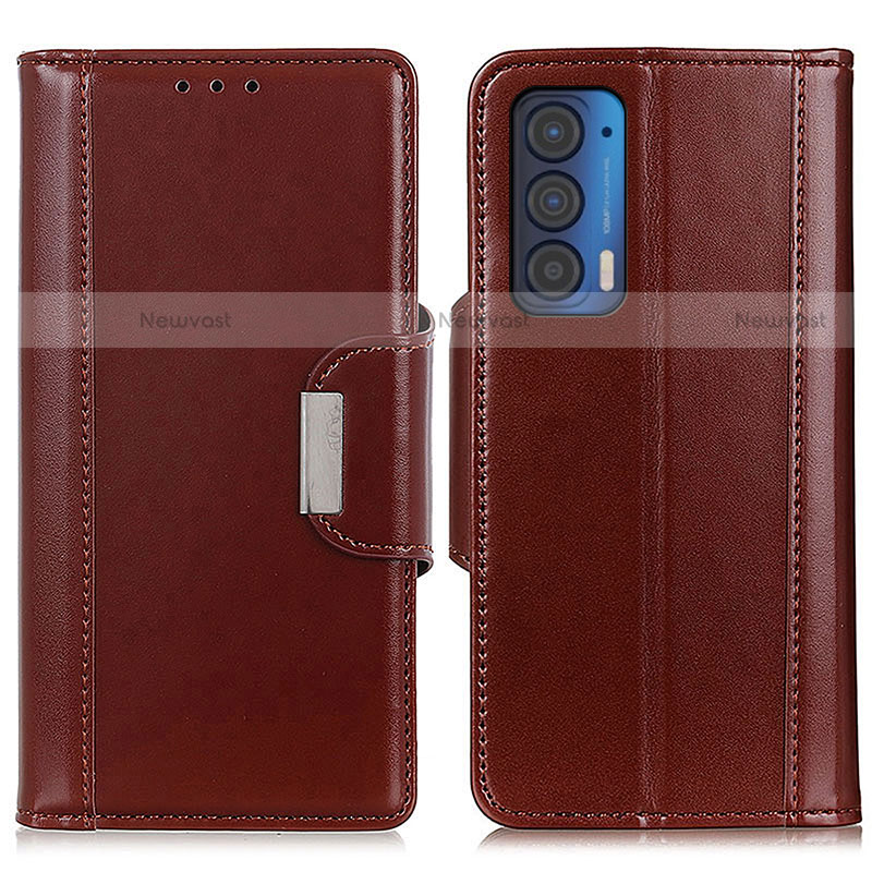 Leather Case Stands Flip Cover Holder M11L for Motorola Moto Edge (2021) 5G Brown