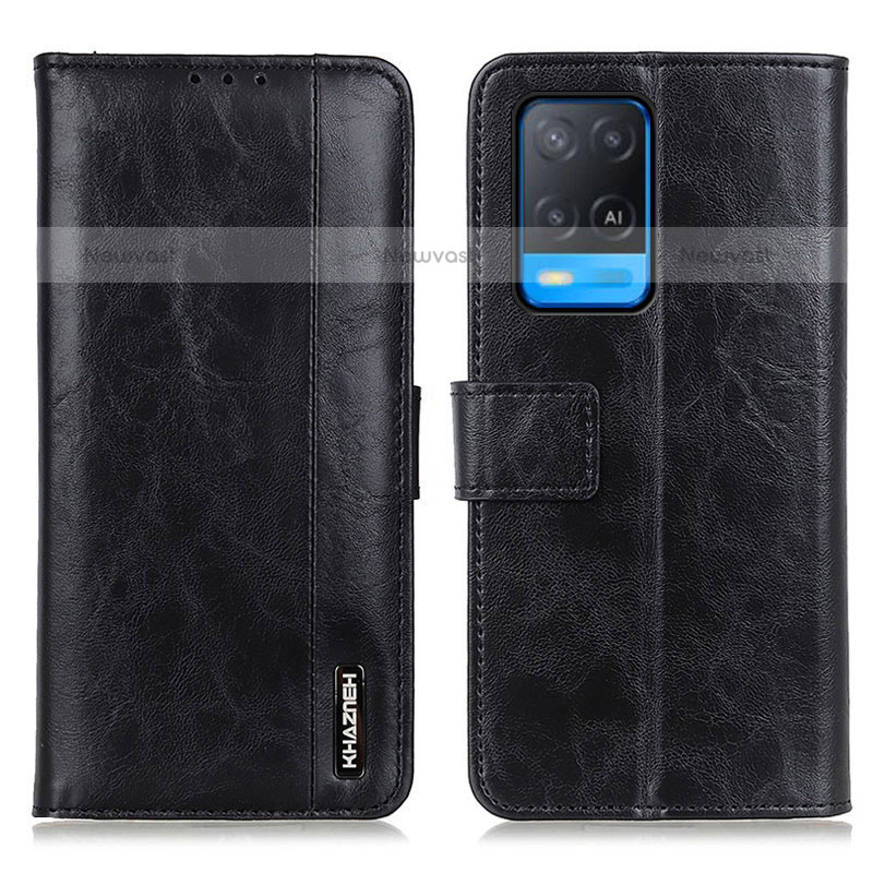 Leather Case Stands Flip Cover Holder M11L for Oppo A54 4G Black