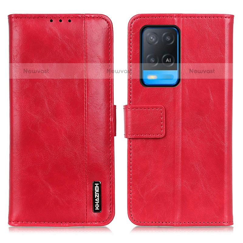 Leather Case Stands Flip Cover Holder M11L for Oppo A54 4G Red