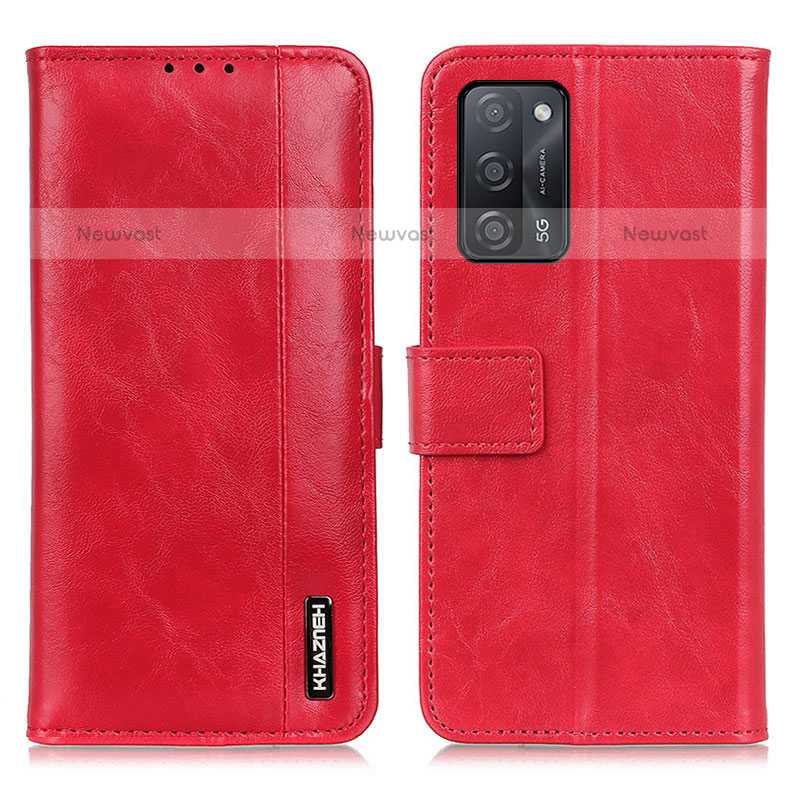 Leather Case Stands Flip Cover Holder M11L for Oppo A55 5G Red