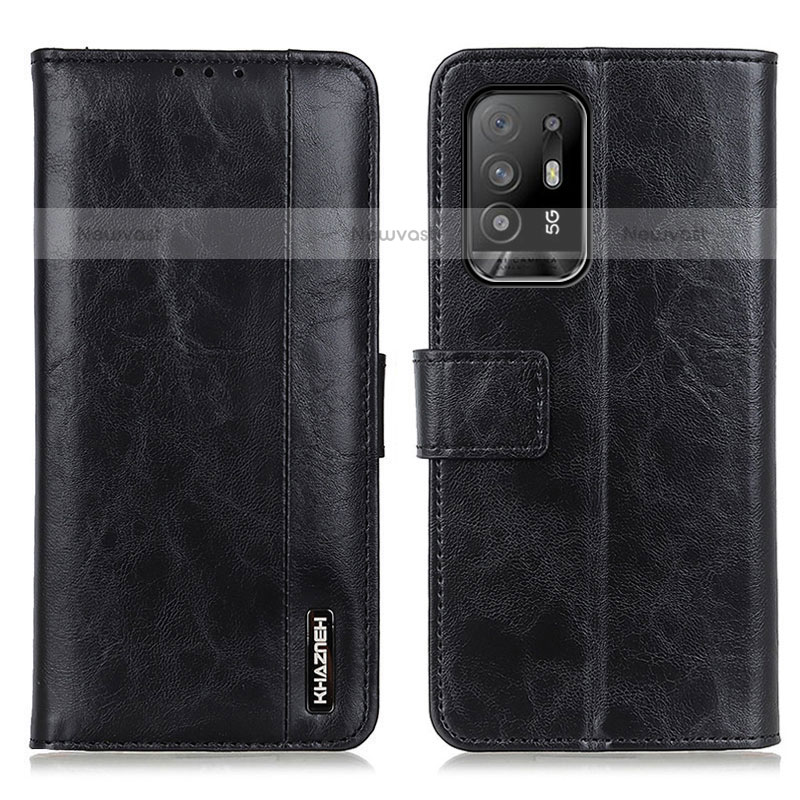 Leather Case Stands Flip Cover Holder M11L for Oppo A94 5G Black