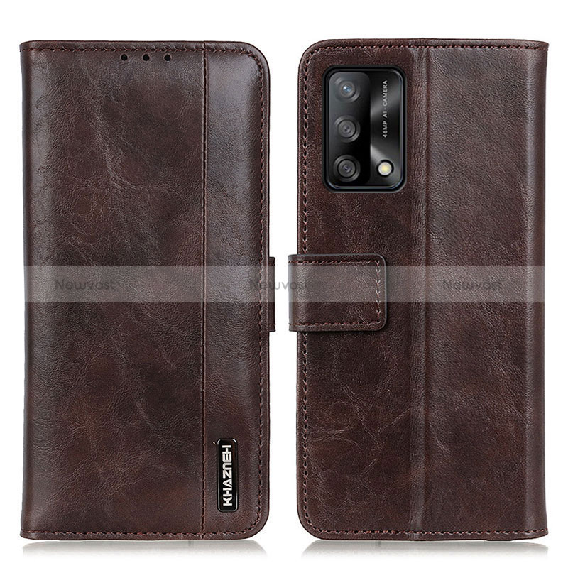 Leather Case Stands Flip Cover Holder M11L for Oppo F19 Brown