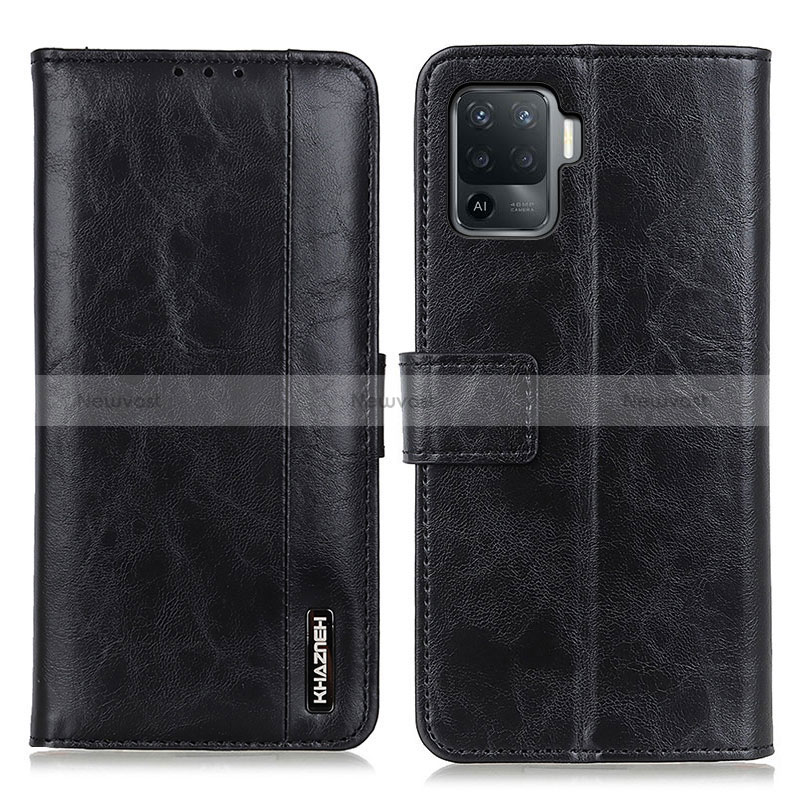 Leather Case Stands Flip Cover Holder M11L for Oppo Reno5 Lite Black